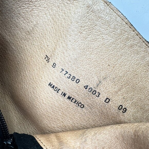 FRYE Carmen 14L Women Size 7.5B Black Leather Inside Zip Black Oiled Suede Boot - Picture 9 of 11